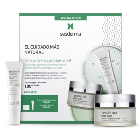 Sesderma подарочный набор HIDRALOE Крем увлажняющий для лица, 50 мл + HIDRALOE Крем-контур увлажняющий для зоны вокруг глаз, 15 мл